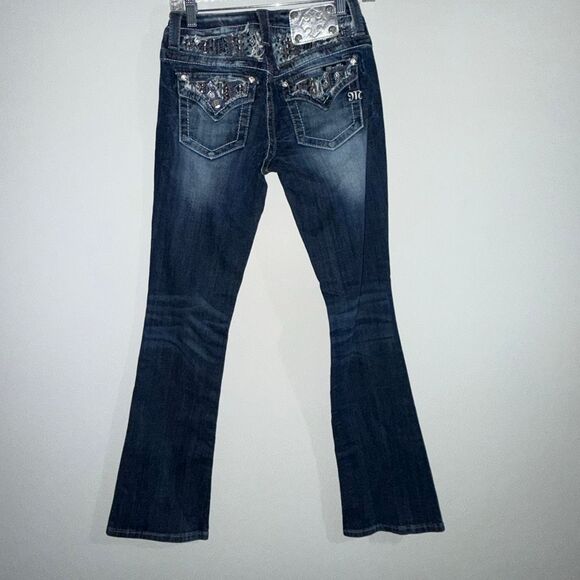 Miss Me Jeans Size 26 Bootcut Relaxed Embellished Flap Pockets Sequins Rhineston - Picture 1 of 14